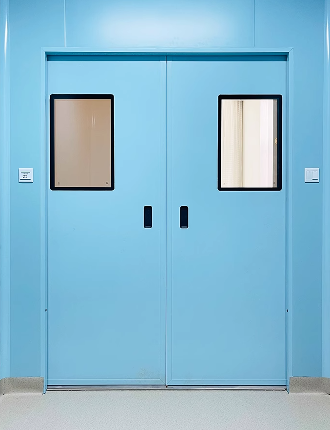 OSIDEK premium galvanized steel hospital hermetic door, engineered with a high-strength aluminum frame achieving Grade 8 airtightness for sterile medical environments.